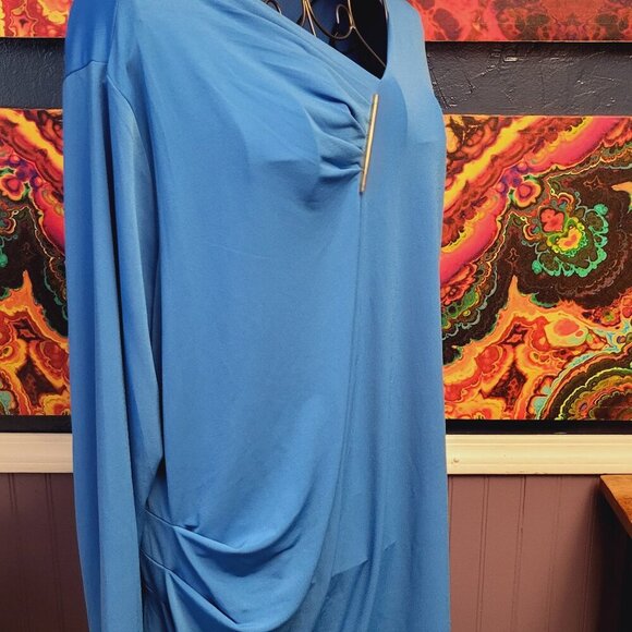 Liz Clairborn ~ Sz XXL~Cinched Long Sleeve Shirt ~ MUCH BRIGHTER THAN PIC ~ NWT - Picture 3 of 6